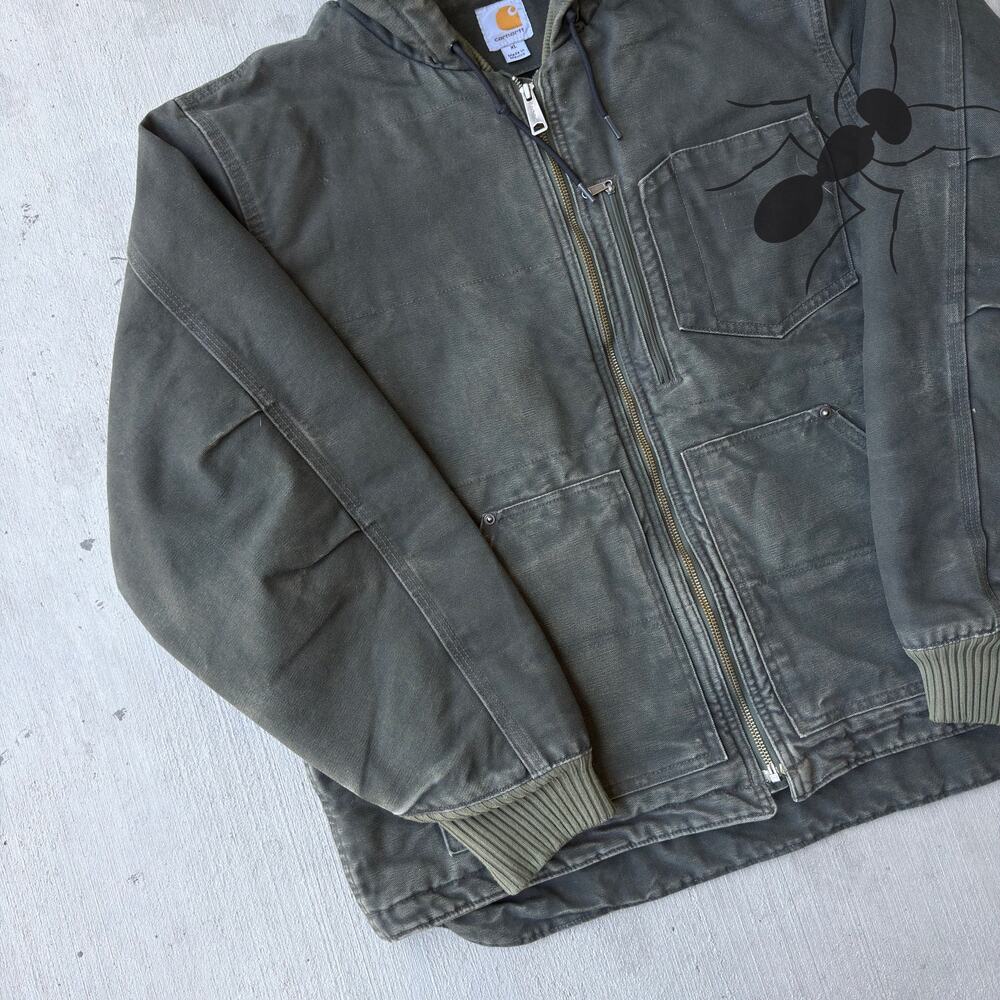 Carhartt green quilted hooded work wear jacket - Picture 2 of 9